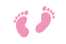 Petites empreintes de pieds roses